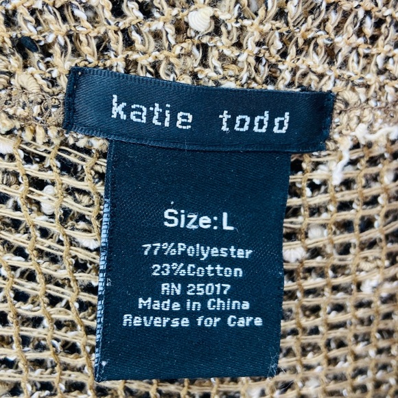 Katie Todd Draped Slub Net Weave Knit Open Front Long Sleeve Cardigan Sweater L - Picture 6 of 7